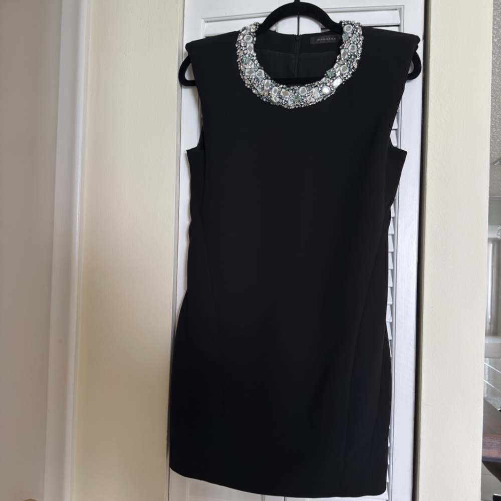 Barbara Bui Black Dress with Crystal Neckline